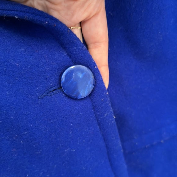 Via Royal Blue Crop 3/4 Sleeve Wool Coat Jacket Victoria’s Secret - Picture 8 of 9